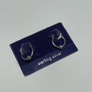 Y2K Vintage Sterling Silver Beaded Hoop Earrings Small